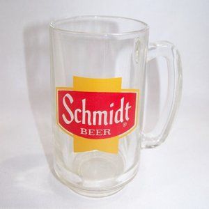 Schmidt Vintage Beer Mug 5.5" Clear Glass Ale Lager Cup Brewery Logo Bar Drink